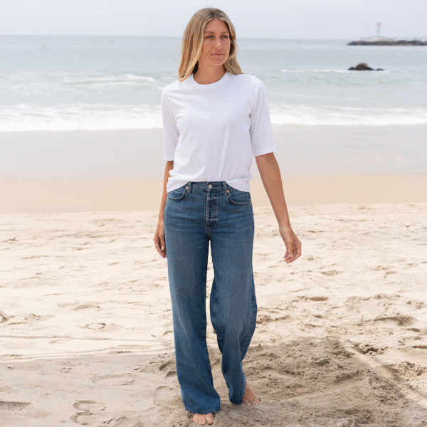 Womens Elbow Sleeve Crew Neck - White - Image 4