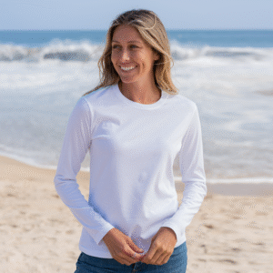 Womens Long Sleeve Crew Neck - White
