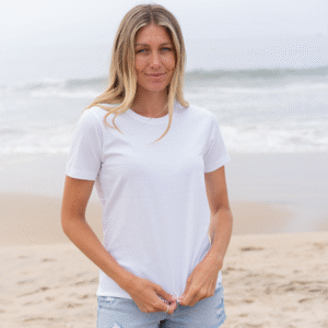 Womens Short Sleeve Crew Neck - White